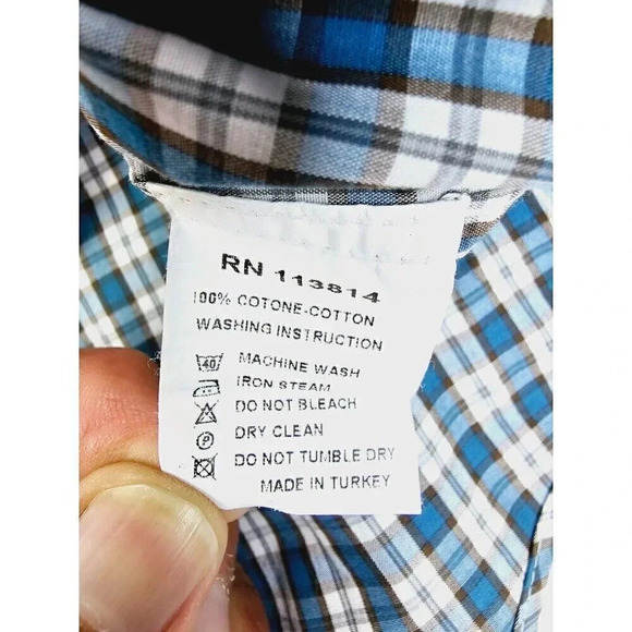 Billy Reid Standard Cut Size 2XL Men's Green White Burgundy Trim Spread Collar - Picture 6 of 11